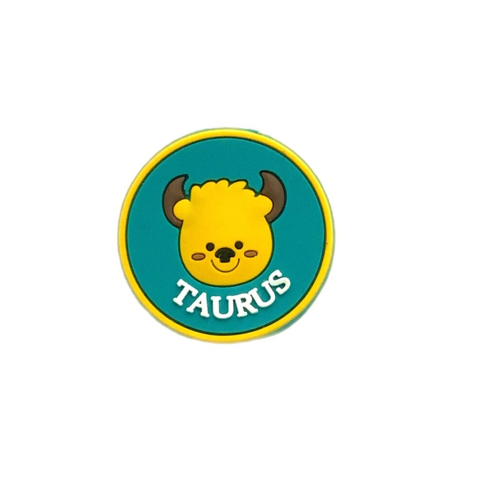 Taurus Zodiac Sign Cartoon Blue Yellow Croc Charm